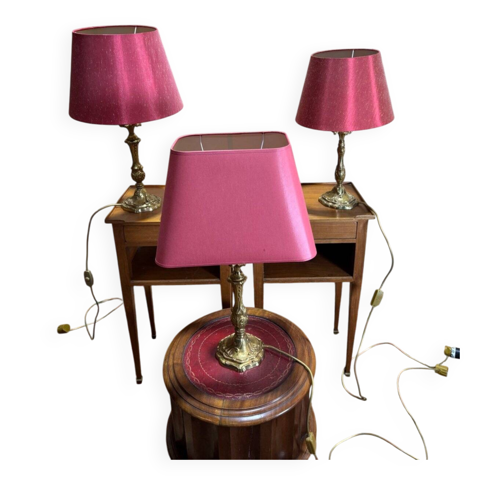 Série de 3 lampes en bronze Louis XV