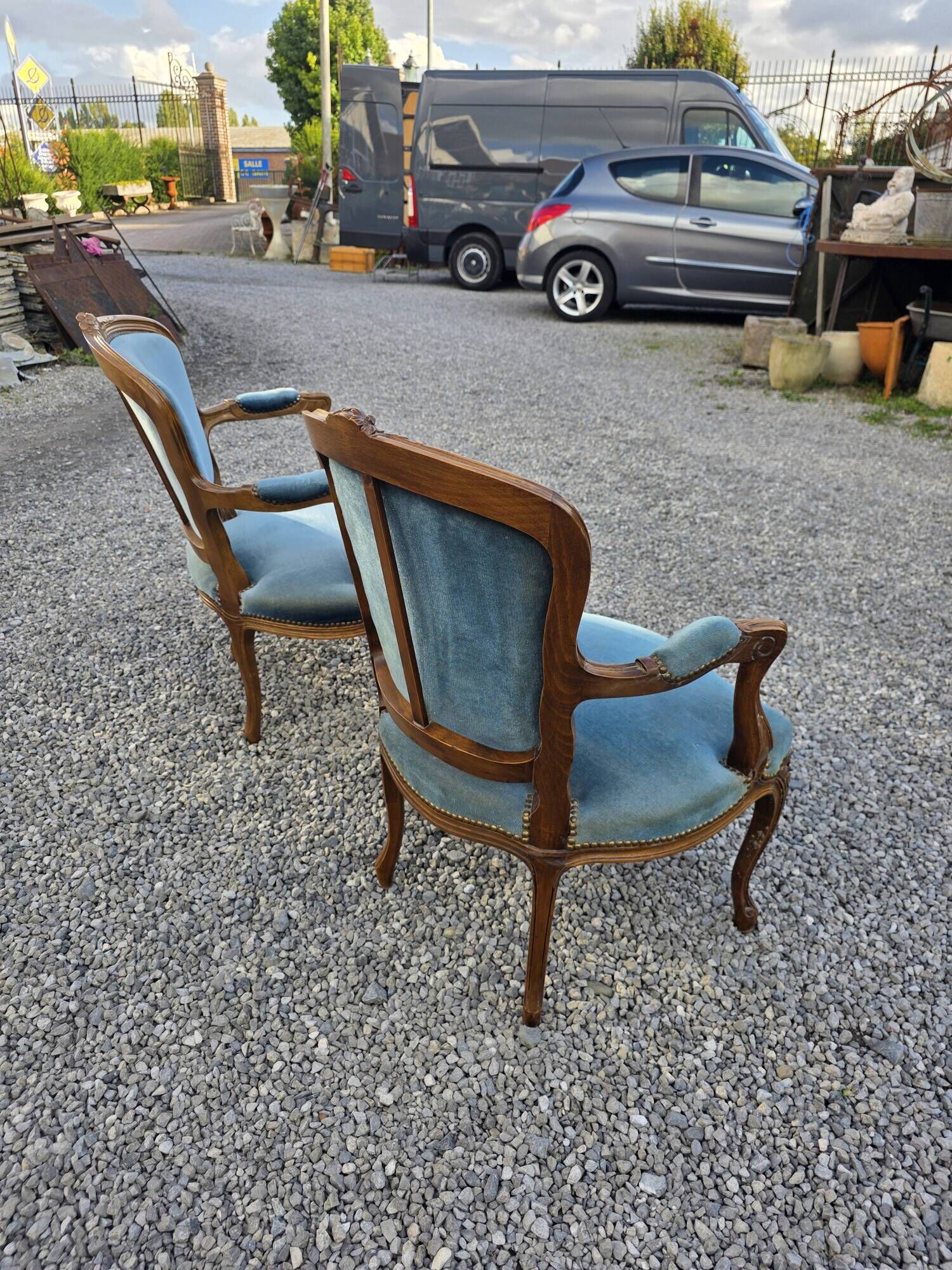 Pair of Louis XV style cabriolet armchairs