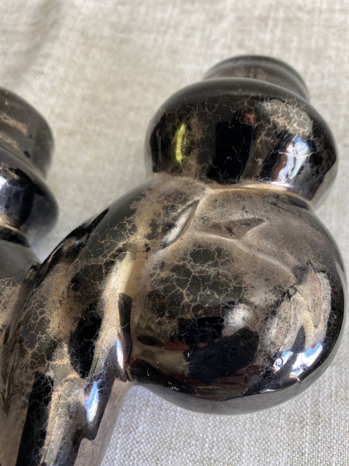 Pair of Vallauris iridescent ceramic candle holders