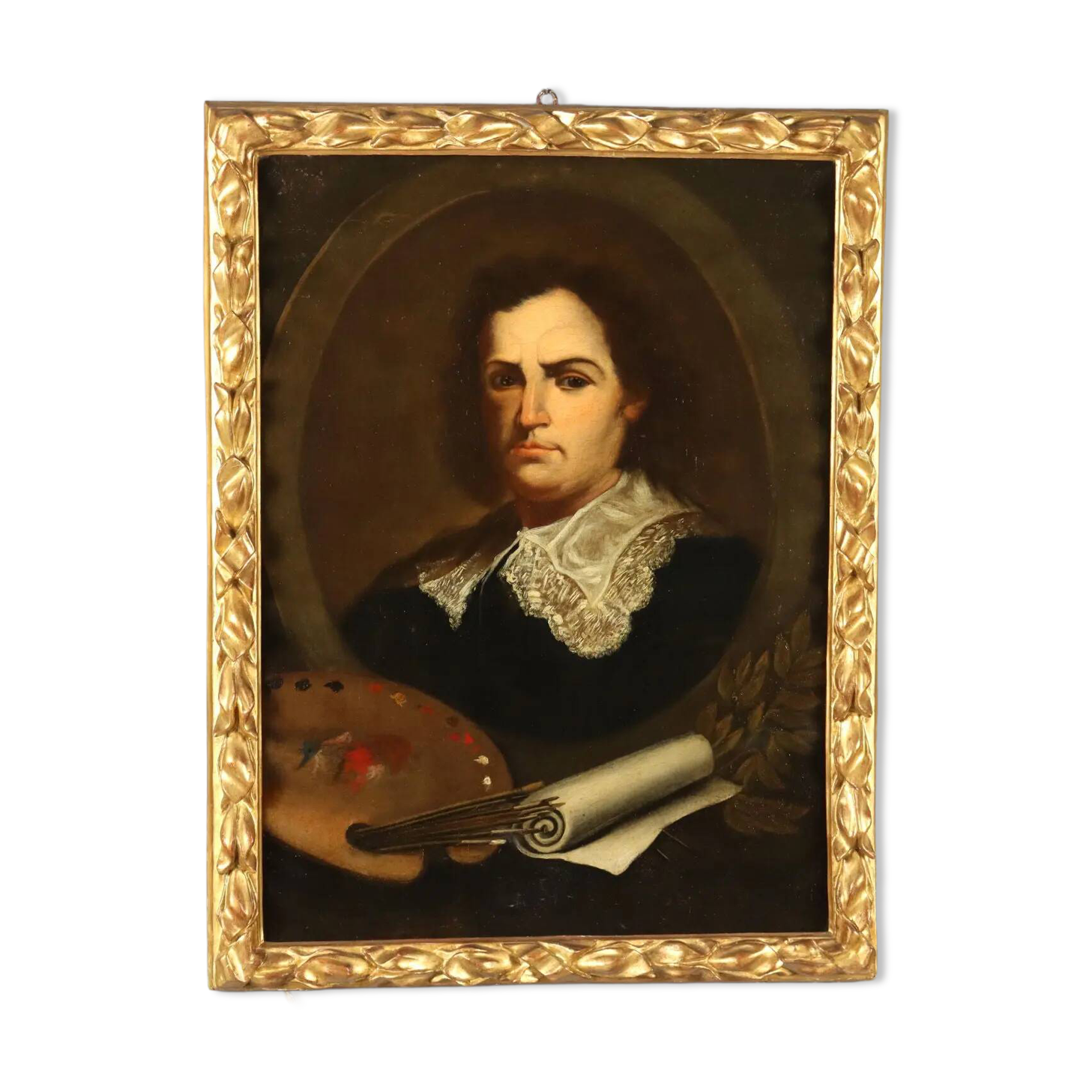 Peinture ancienne Portrait d’un peintre, huile sur toile, XVIIIe siècle