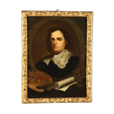 Peinture ancienne Portrait d’un peintre, huile sur toile, XVIIIe siècle
