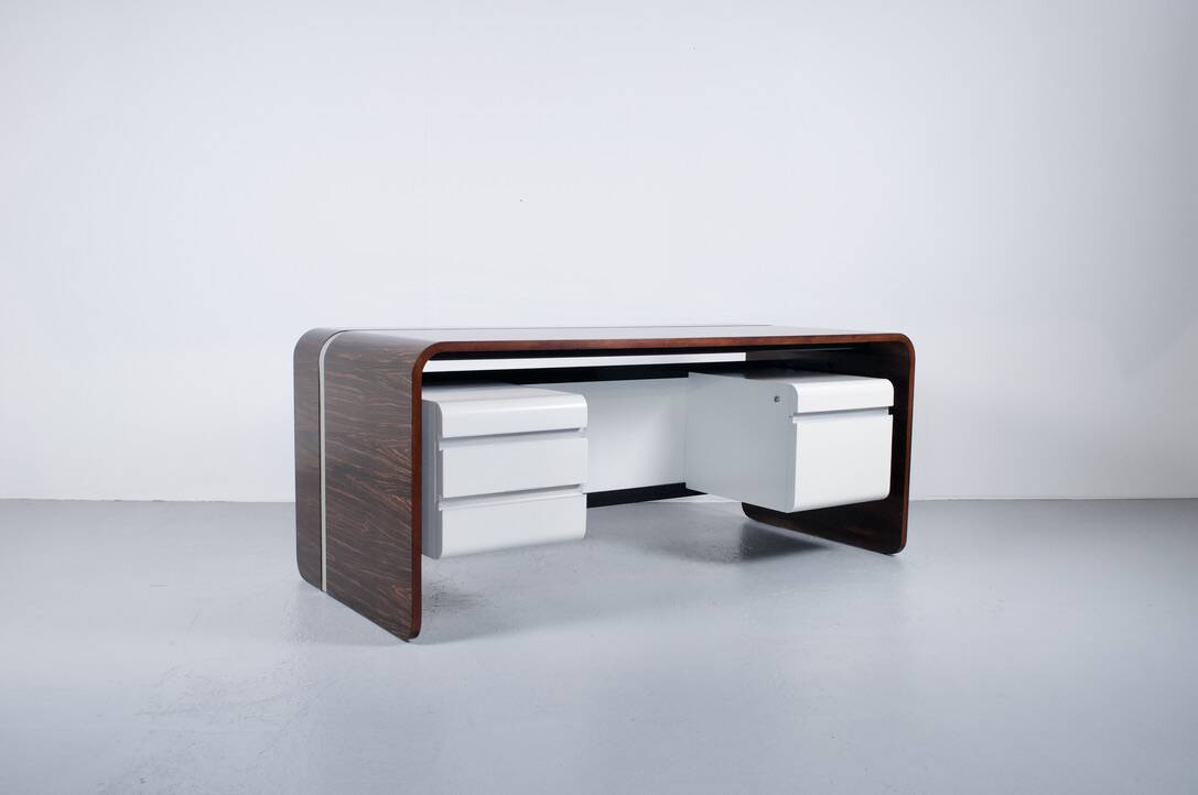 ROSEWOOD DESK MICHEL BOYER TFM EDITION 1970s ROTHSCHILD BANK