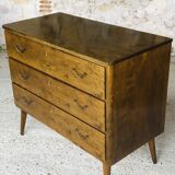 Vintage walnut chest of drawers, compass feet circa 50/60's