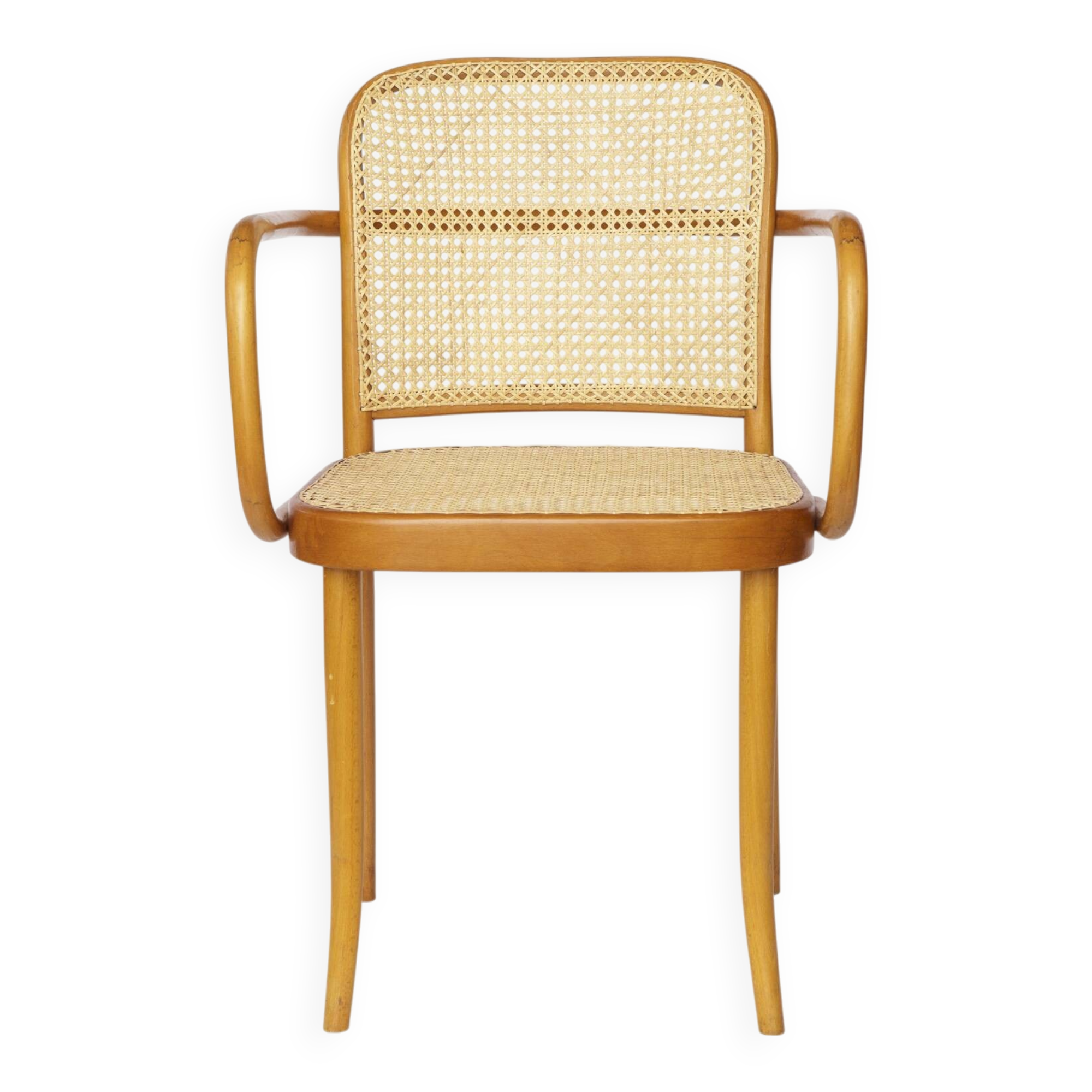 Ligna Armchair – 1950s/1960s Czechoslovakia, Bentwood Beech with New Rattan