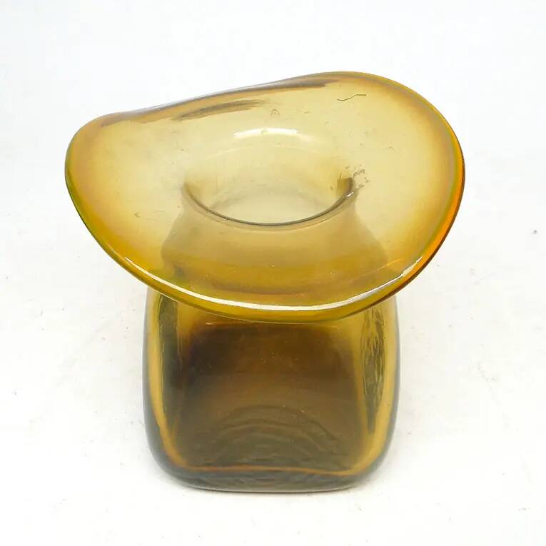 Hat vase, mid-century modern, glass, Poland, 1970s