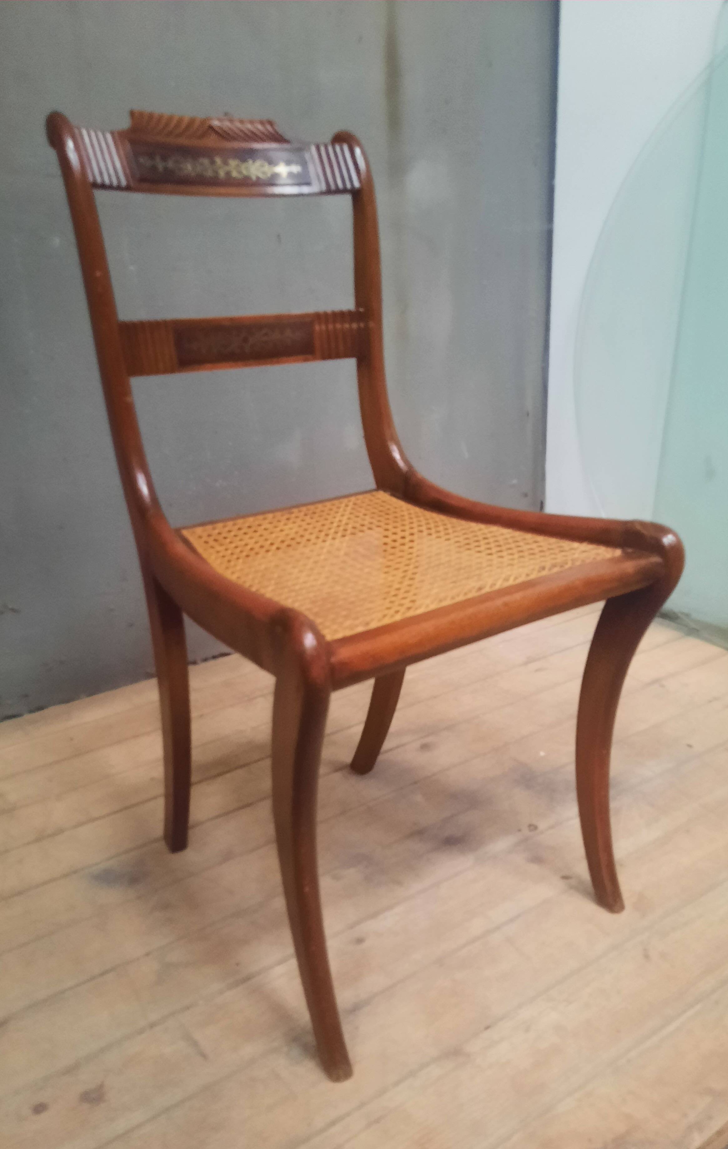 Caned chair from the nineteenth century.