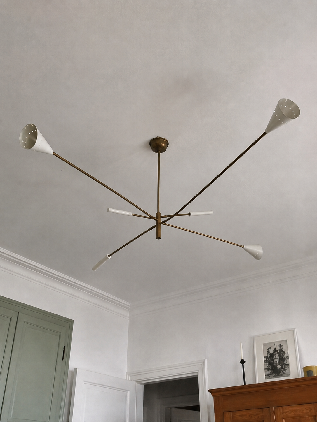 Articulated suspension with 3 arms, brass & metal, Italy - 1960