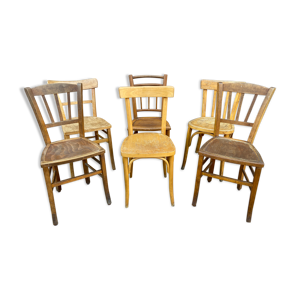 lot de 6 chaises bistrot dépareillées bois courbé brasserie