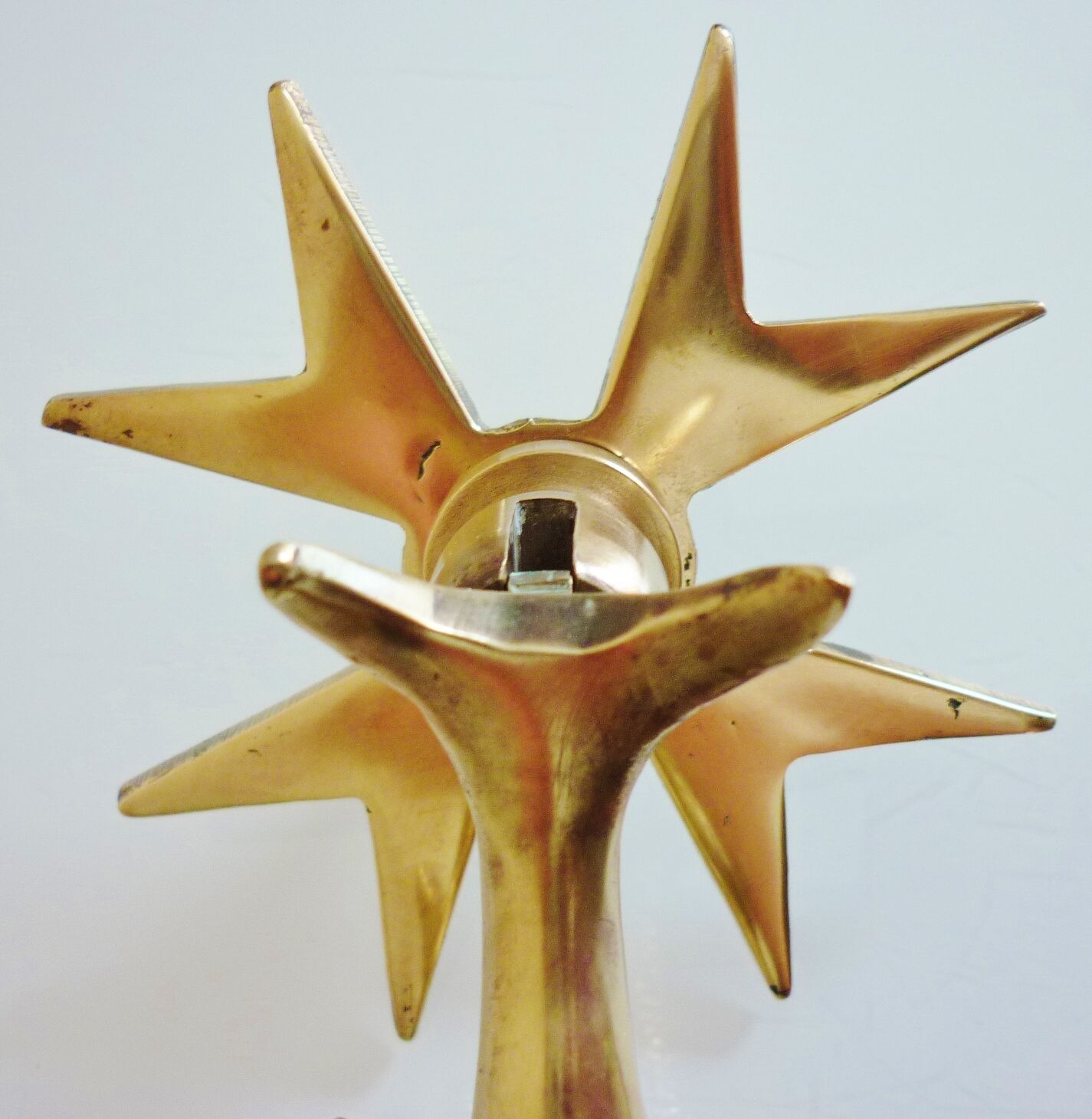 Door knocker with stopper and Maltese cross, solid brass dolphin