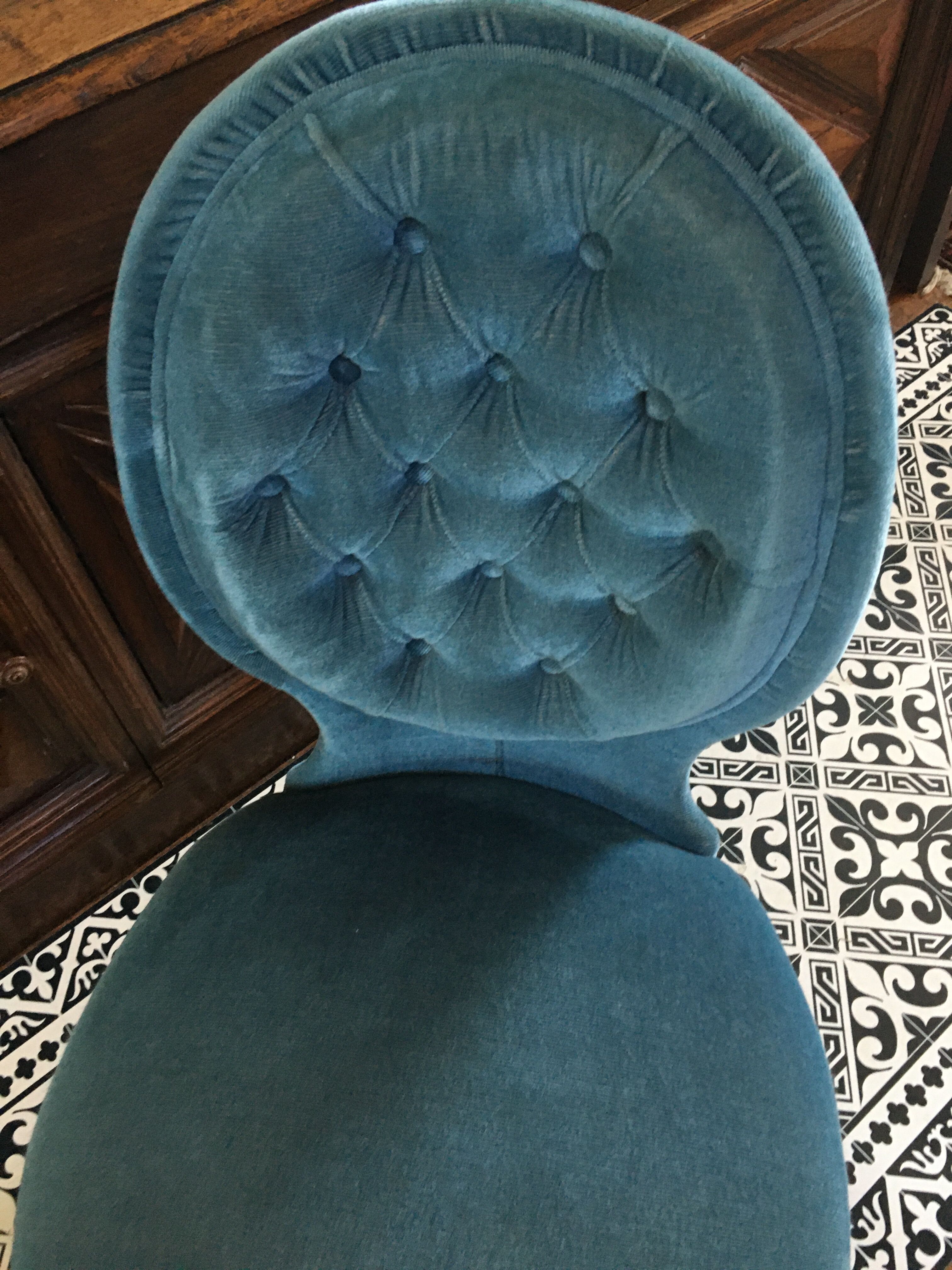 Blue heater with fringed medallion shape