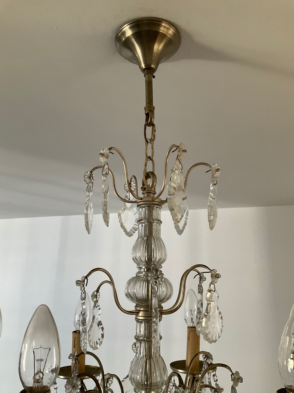 Girandole chandelier with crystal drops from the 60s and 70s