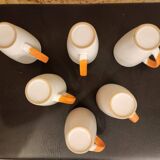 Set of 6 orange and white cups – 10 cl – perfect condition