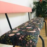 Flowered upholstered bench
