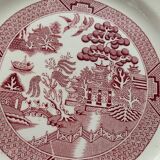 Set of 5 plates and an iron earth cake dish, willow hamage Moulin des loups art deco model