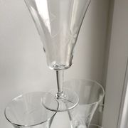 Set of 6 glasses of wine, water crystal engraved years 50-60