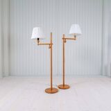 Sculptural modern floor lamps in pine, Yngve Ekström Sweden 1970s