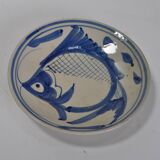 Assiette plat chinois décor carpe bleue