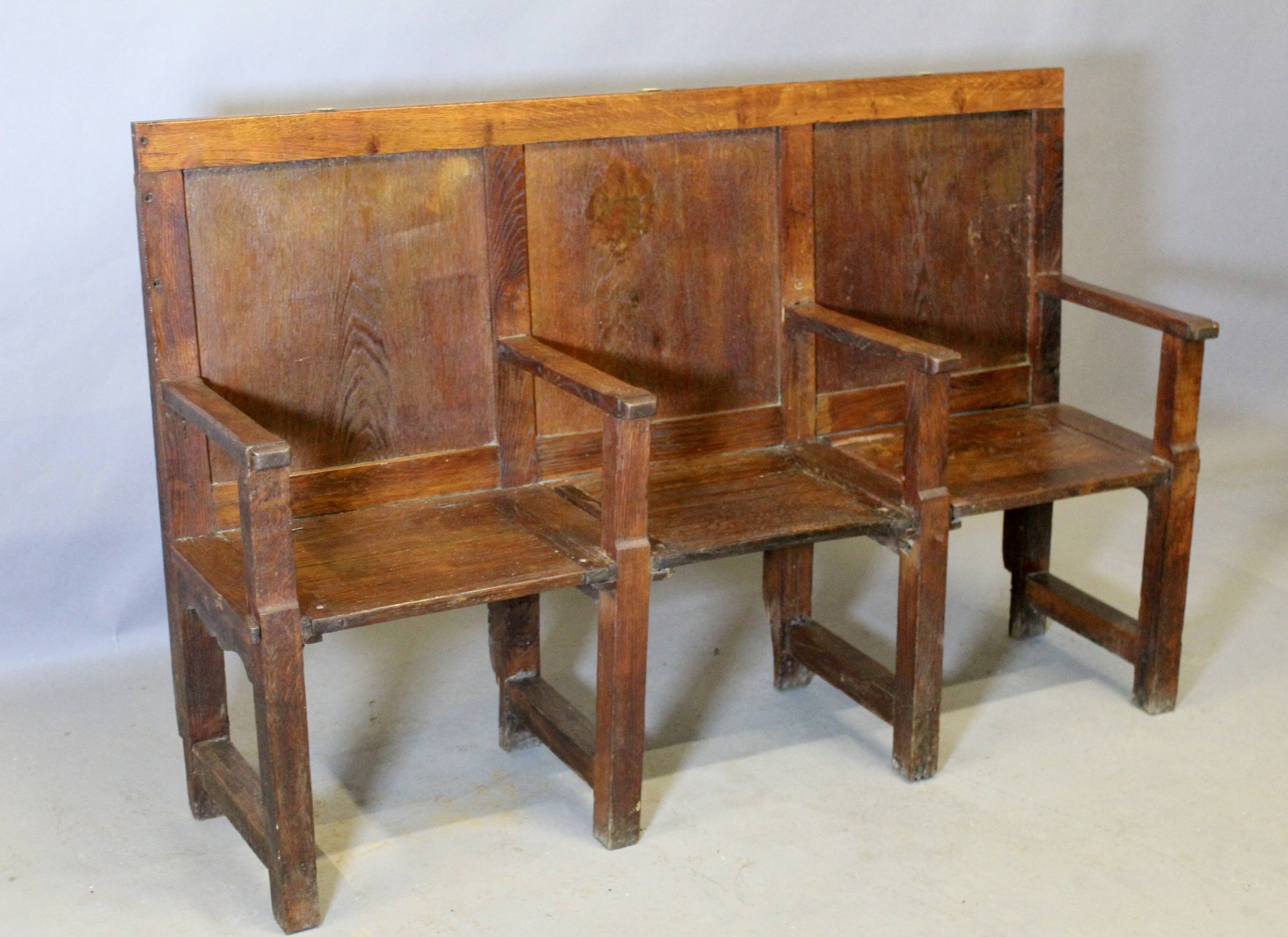 3-seater oak church pew