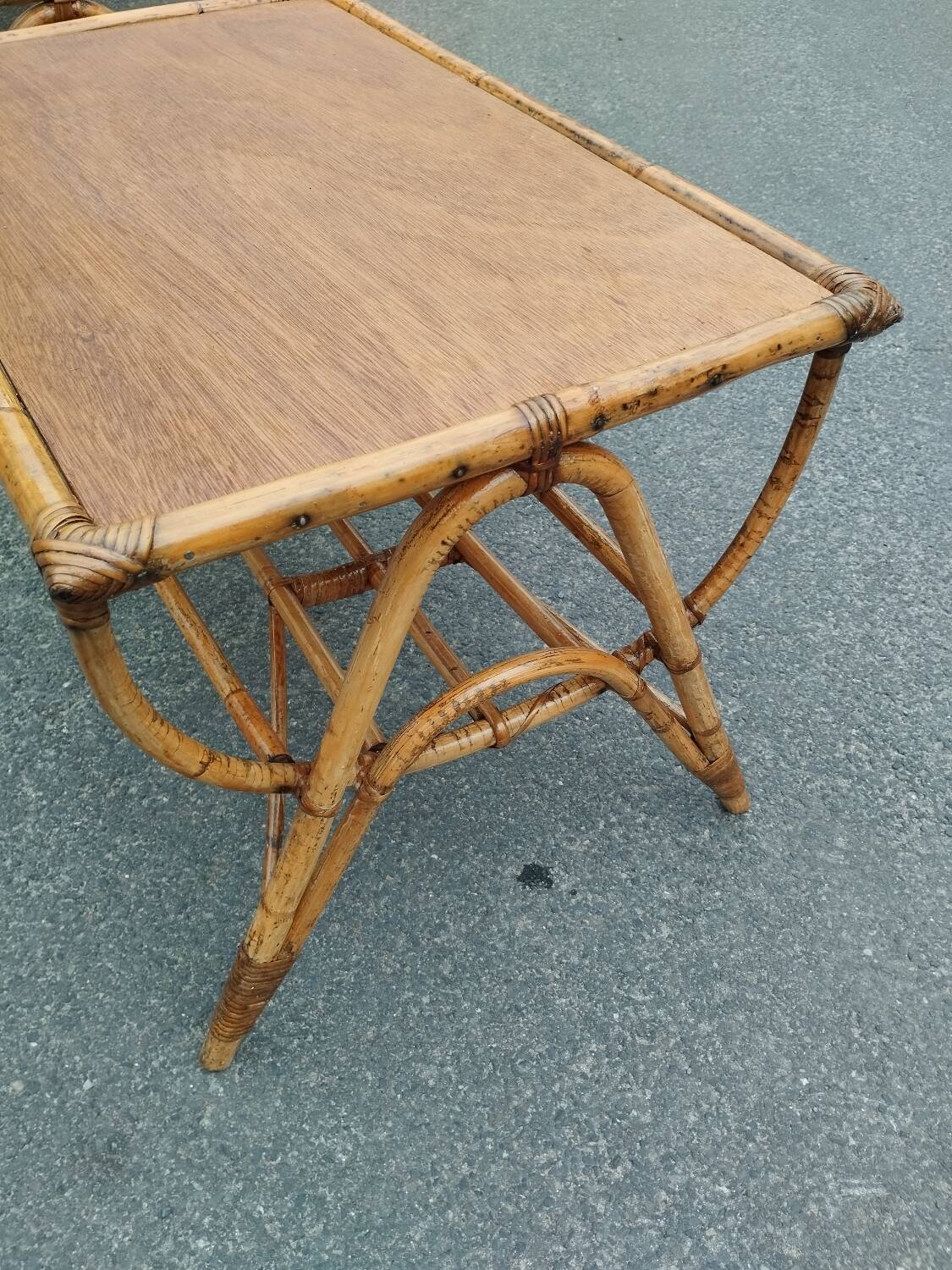 Vintage antique rattan coffee table