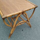 Vintage antique rattan coffee table
