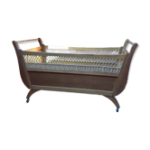 Wooden and rattan children's bed from the 60s