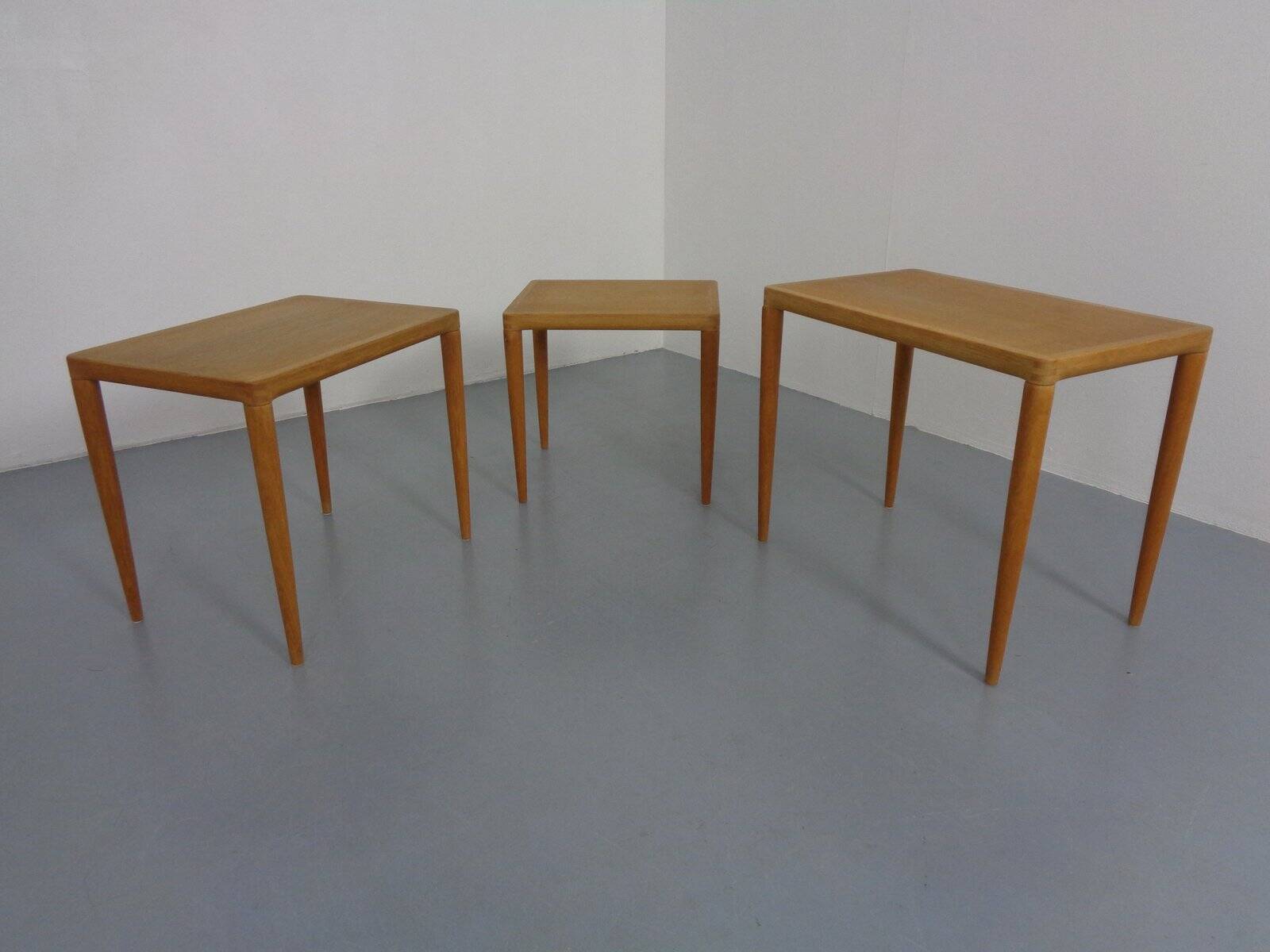 Danish Oak Nesting Tables by H.W. Klein for Bramin, 1960s, Set of 3