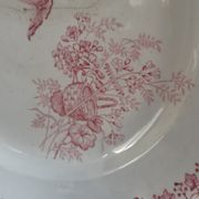 Flat round dish in pink iron earth Earthenware from Onnaing