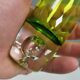 Torpedo glass vases in light green colours, inlaid trasparent glass bubbles
