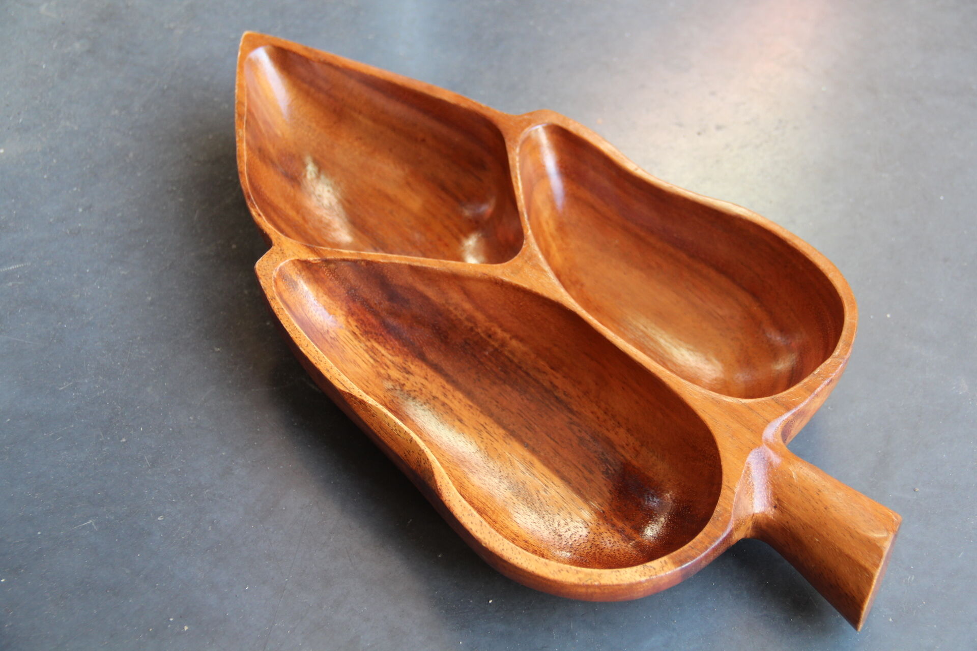Exotic wooden aperitif tray, circa 1970