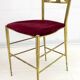 Paire de chaises Chiavari à dossier haut en laiton, style italien du milieu du siècle, années 1950