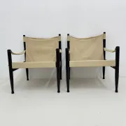 Set of mid-century Danish safari chairs by Erik Wørts for Niels Eilersen, 1960s