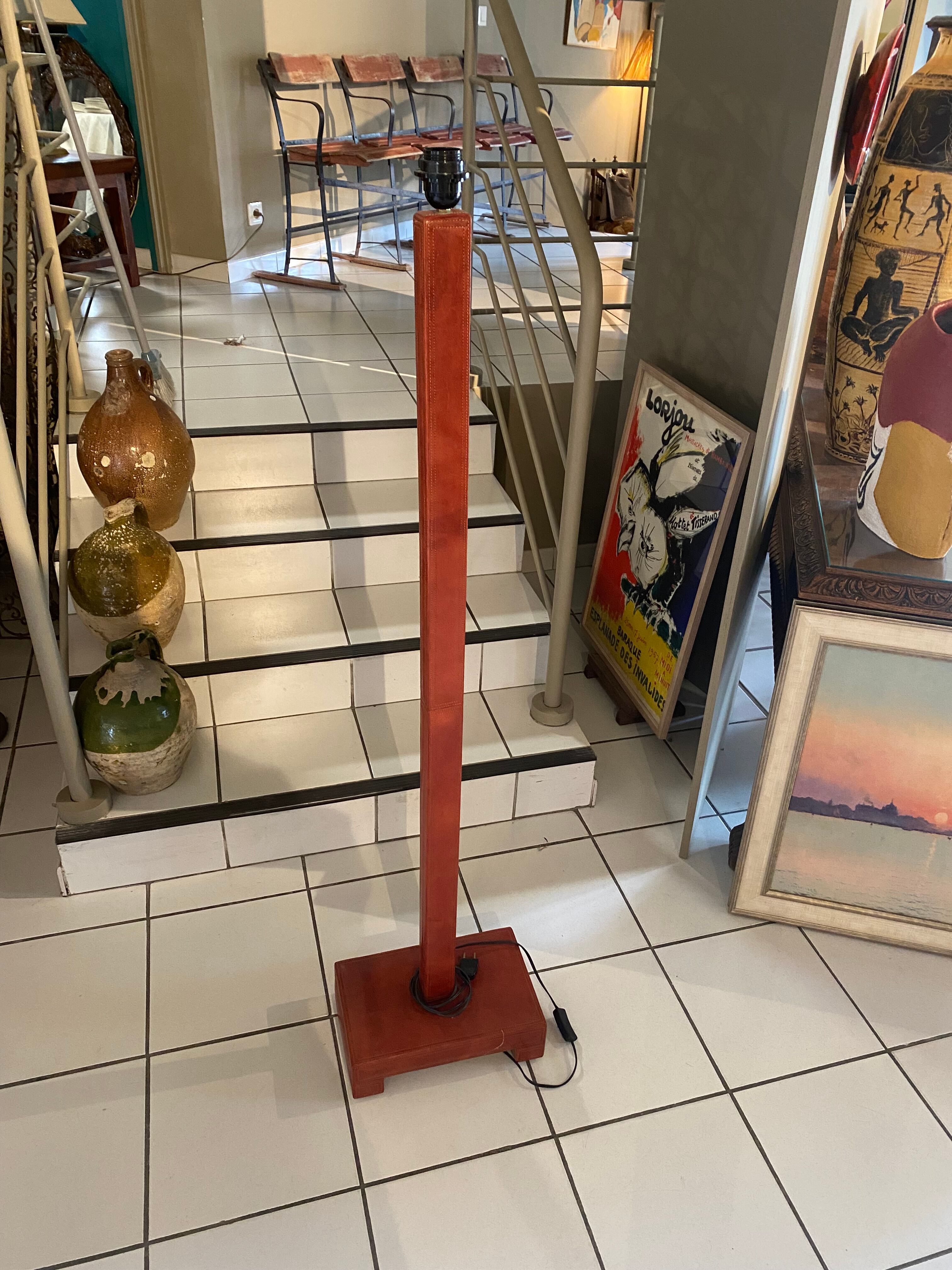 Leather floor lamp