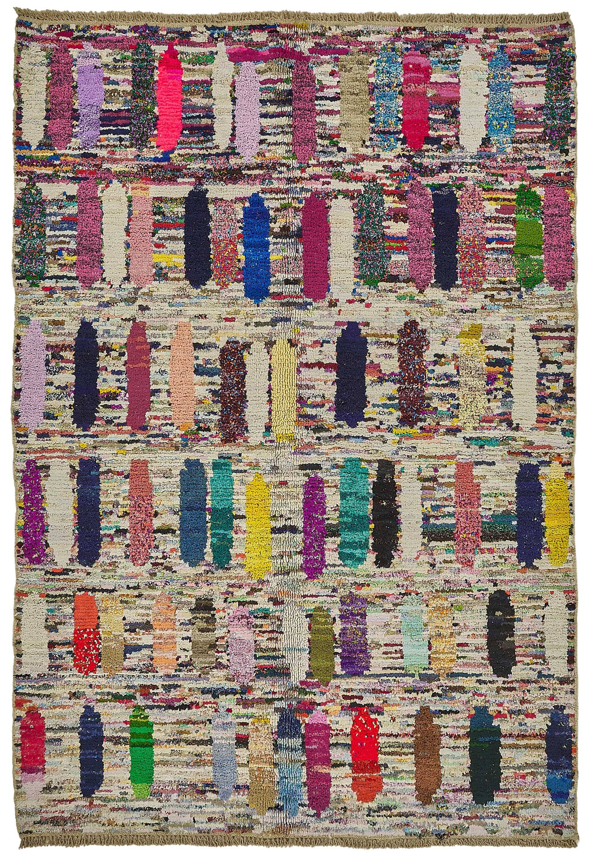 Tapis boho recyclé turc fait main 178 cm x 257 cm