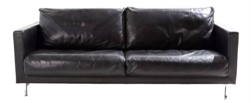 2-seater black leather sofa