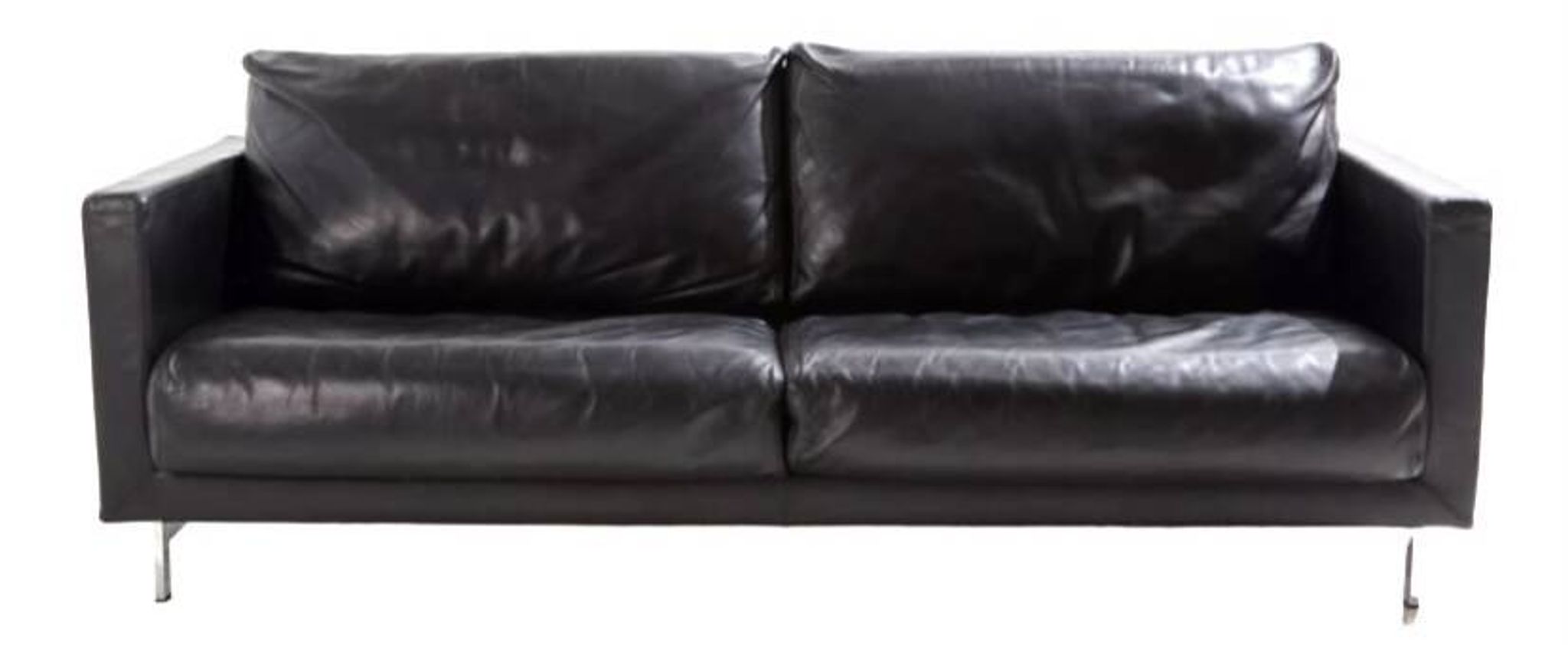 2-seater black leather sofa