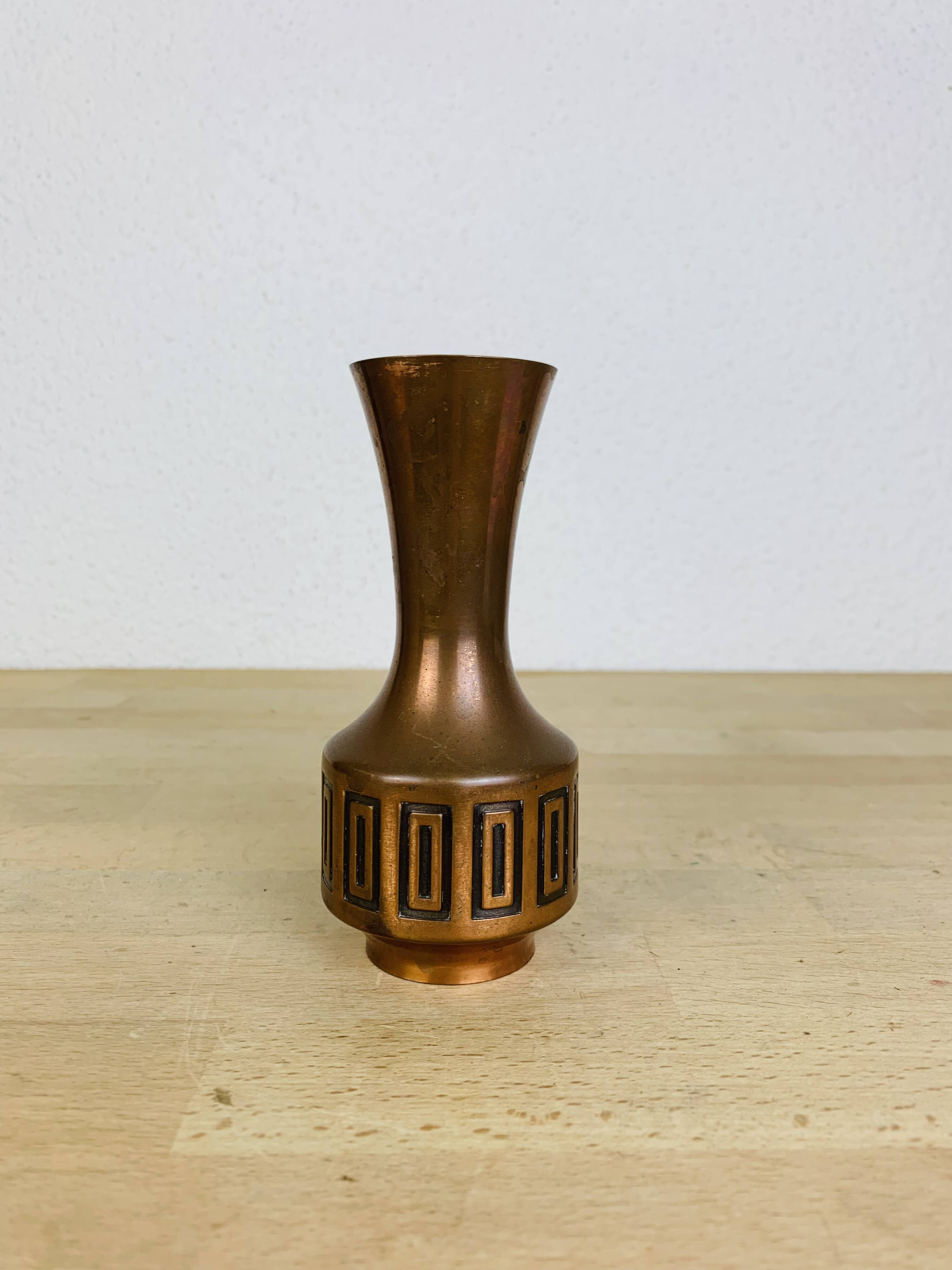 Vintage 70s Scandinavian brass vase