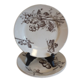 3 plates with hors d'oeuvre in Terre de Fer HB Choisy bird decoration