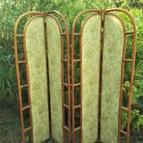 Rattan screen and vintage fabric