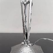 Art Deco Wrought Iron Lamp, Floral Tulip signed Degué, France, c. 1930