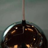 Vintage chrome sphere pendant lamp, space age eye lamp.