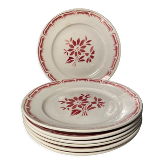 Set of 7 vintage earthenware plates Moulin des Loups