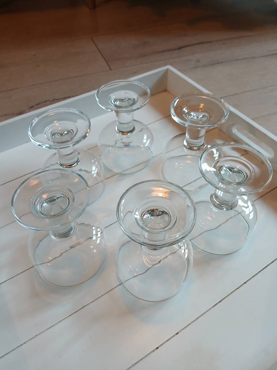 6 old champagne glasses