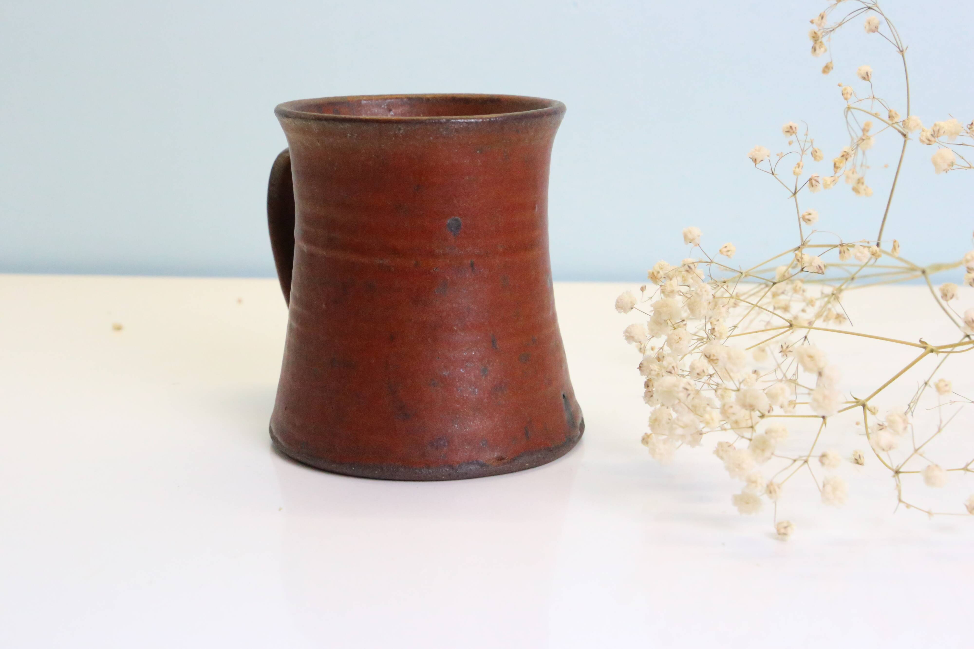 Handmade mug, French manufacture of Taizé, vintage pottery,