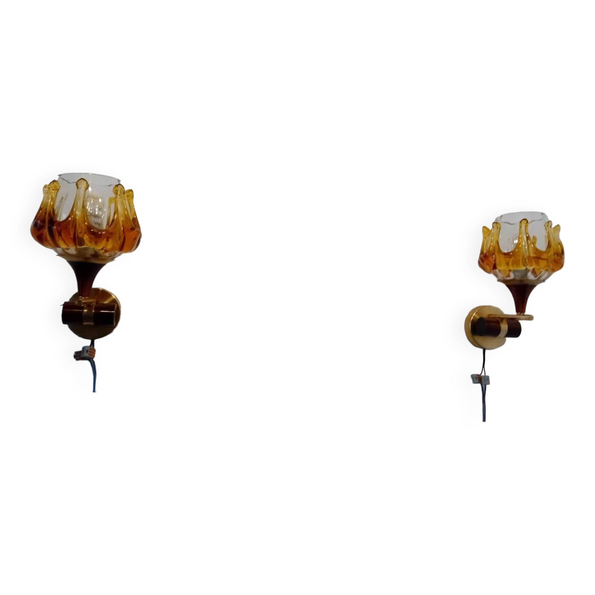 Pair of 70s oberglass wall lights vienna austria