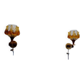 Pair of 70s oberglass wall lights vienna austria