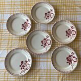6 plates from the Badonviller pottery with a red flower design.