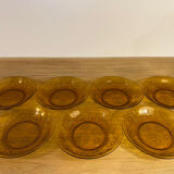 Vereco hollow plates with flowers, amber color
