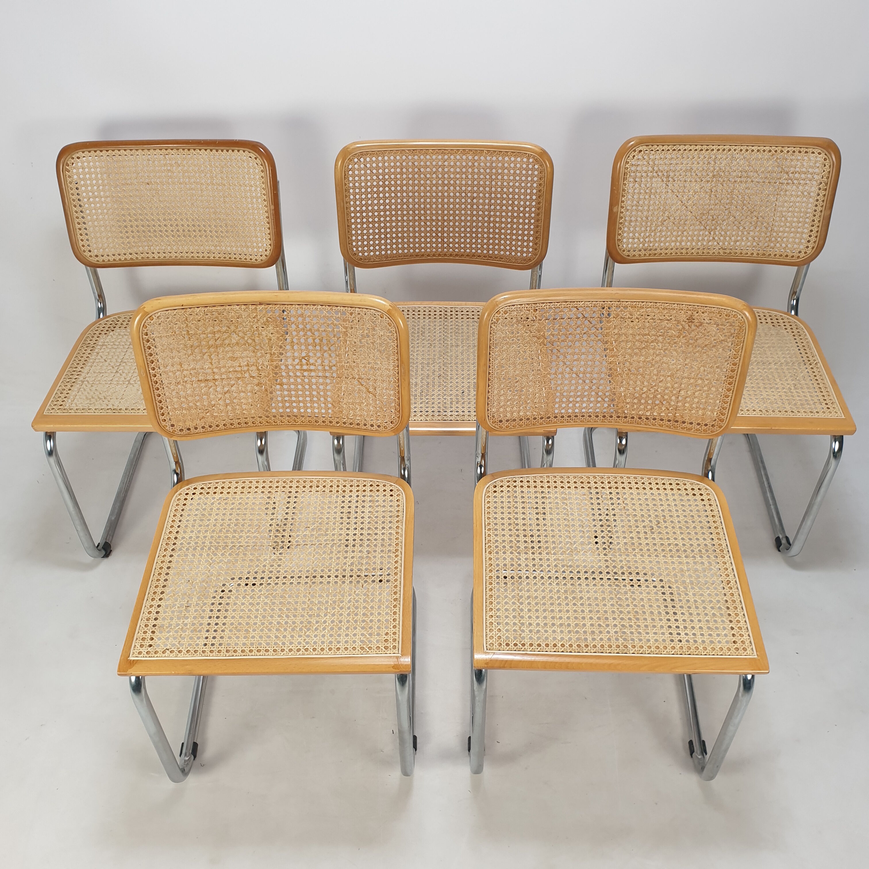 Set of 5 vintage Cesca chairs by Marcel Breuer