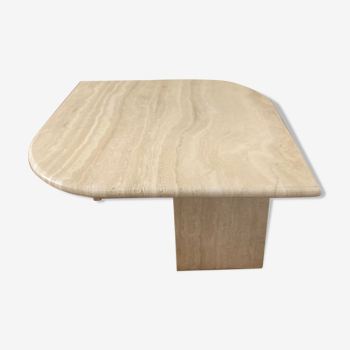 Table basse en pierre de travertin goutte écru design vintage