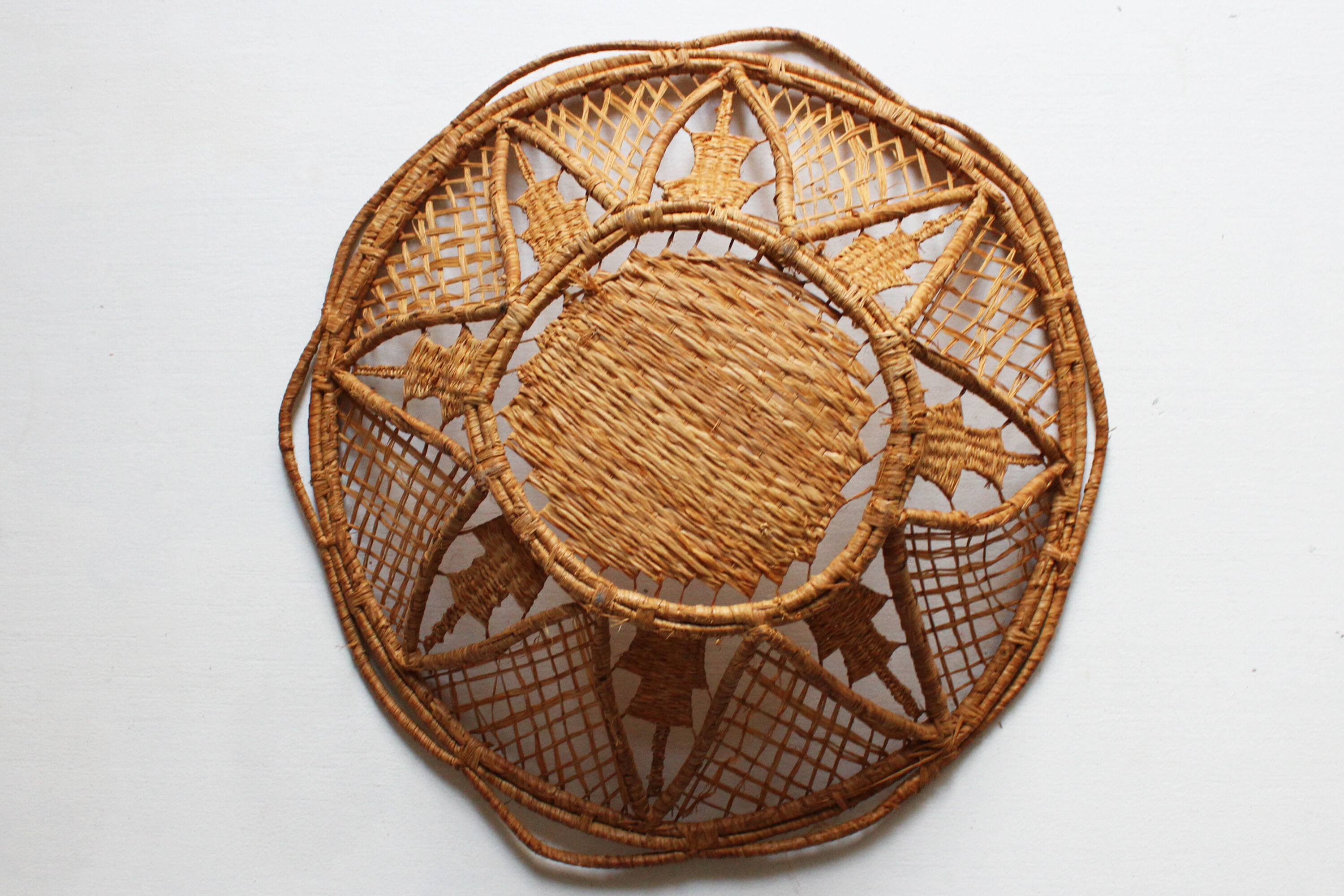 Original basket, wicker basket and vintage raffia
